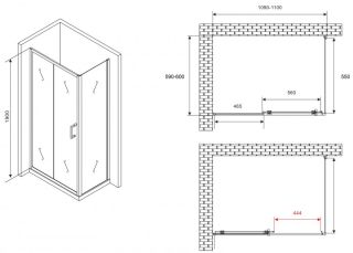 Душевой уголок ABBER Schwarzer Diamant AG301105-S605 110x60см хром